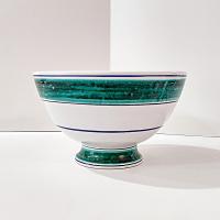 Vintage Hand Painted Italian Majolica Footed Ceramic Bowl with Bird, Grapes, and Floral Design, PV Peasant Village Italy Pottery