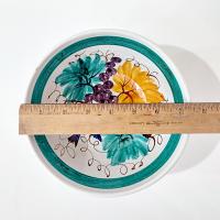 Vintage Hand Painted Italian Majolica Footed Ceramic Bowl with Bird, Grapes, and Floral Design, PV Peasant Village Italy Pottery