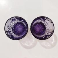 Godinger Dublin Amethyst Purple Lowball Whiskey Rocks Glasses, Set of Two