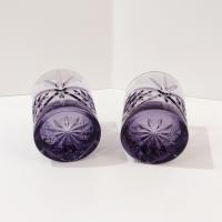 Godinger Dublin Amethyst Purple Lowball Whiskey Rocks Glasses, Set of Two