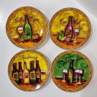 Vintage Pfaltzgraff Wine Tasting Bread and Butter Plates, Set of Four, Old World Style Wine and Cheese Plates