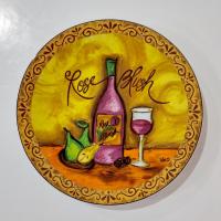 Vintage Pfaltzgraff Wine Tasting Bread and Butter Plates, Set of Four, Old World Style Wine and Cheese Plates