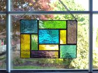 Geometric Mondrian Style Suncatcher, Rainbow Colors
