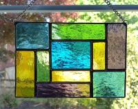 Geometric Mondrian Style Suncatcher, Rainbow Colors