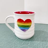 Vintage Sheffield Home Rainbow Heart Ceramic Mug, Oversized 18 Ounce Coffee Mug