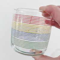 Vintage Anchor Hocking Rainbow Striped Lowball Rocks Juice Glasses, Set of 4