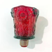 Vintage Home Interiors Ruby Red Daisy Votive Cup Sconce Candle Holder, Homeco Glass Flower Pegged Votive Cup