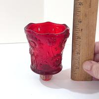 Vintage Home Interiors Ruby Red Daisy Votive Cup Sconce Candle Holder, Homeco Glass Flower Pegged Votive Cup