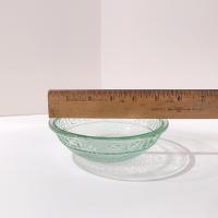 Vintage Green Recycled Glass Bowls with Embossed Daisy Flower Design, Set of Four