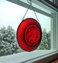 Vintage Hanging Plate, Ruby Red Cristal D'Arques Durand