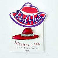 Vintage Frivolous and Fun Red Hat Enamel and Rhinestone Pin, Red Hat Society Pin