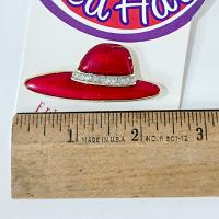 Vintage Frivolous and Fun Red Hat Enamel and Rhinestone Pin, Red Hat Society Pin