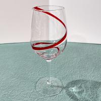 Vintage Pier One Red Swirline Water Goblets Wine Glasses, Set of Four