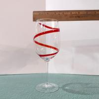 Vintage Pier One Red Swirline Water Goblets Wine Glasses, Set of Four