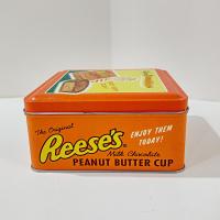 Vintage 1997 Reese's Peanutritious Square Metal Tin Storage Container, Hershey's Millennium Series Canister #3, Reeses Peanut Butter Cup Tin
