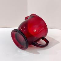 Vintage Ruby Red Glass Creamer, Red Footed Pitcher