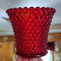 Vintage Homeco Ruby Red Hobnail Votive Cup Sconce Candle Holder, Home Interiors Glass Pegged Votive Cup