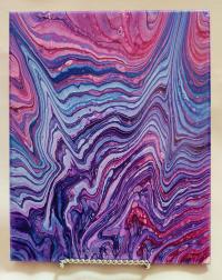 Purple, Pink, and Blue Swirled Original Acrylic Abstract Painting, 8" x 10" on Canvas