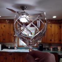 Vintage Crystal Balloon Chardonnay Wine Glass, Signed Rogaska Chelsea Cut Crystal Swirl White Wine Glass