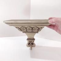 Vintage Gold Toned Distressed Wall Shelf with Leaf Design, Roman Greek Style Corbel Floating Shelf