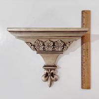 Vintage Gold Toned Distressed Wall Shelf with Leaf Design, Roman Greek Style Corbel Floating Shelf