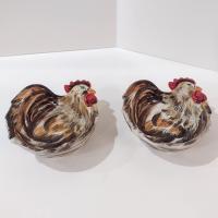 Vintage Rooster Chicken Condiment Bowls, Set of Two, Tabletops Gallery Sonama Rooster Bowls, Guest Soap Trinket Dishes