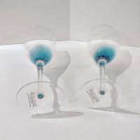 Vintage Roscher Teal Blue Bubble Wine Glasses, Set of Two