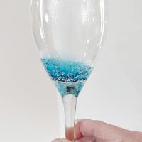 Vintage Roscher Teal Blue Bubble Wine Glasses, Set of Two