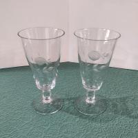 Antique American Hostess Manor Rose Crystal Iced Tea Glasses, Set of Two