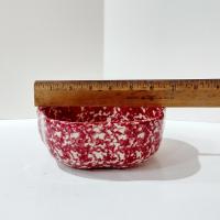 Vintage Rose Red Spongeware Ceramic Petal Serving Bowl, Roseville Spongware Pottery, Workshops of Gerald E Henn Pottery