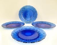 Vintage Arcoroc Avon Royal Sapphire Blue Dinner Plates, Set of Four