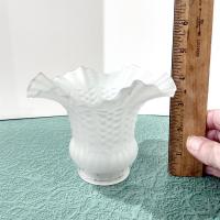 Vintage Frosted Glass Ruffled Tulip Light Shade, Flower Shaped Replacement Shade