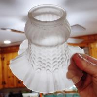 Vintage Frosted Glass Ruffled Tulip Light Shade, Flower Shaped Replacement Shade