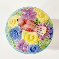 Vintage Sango Birds and the Bees Ceramic Canister, Pink Bird Lid