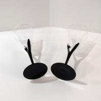 Vintage Sasaki Crystal Wine Glasses, Set of Two, Capistrano Black