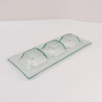 Vintage Recycled Green Glass Three Sectioned Sauce Dish, Sushi Sauce Tray