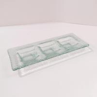 Vintage Recycled Green Glass Three Sectioned Sauce Dish, Sushi Sauce Tray
