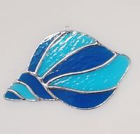 Sea Shell Stained Glass Suncatcher, Blue