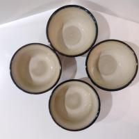 Pier One Red Scroll Ceramic Soup Cereal Large Bowls, Set of Four, Tuscan Style Bowls