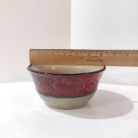 Pier One Red Scroll Ceramic Soup Cereal Large Bowls, Set of Four, Tuscan Style Bowls
