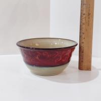 Pier One Red Scroll Ceramic Soup Cereal Large Bowls, Set of Four, Tuscan Style Bowls