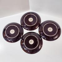 Pier One Red Scroll Ceramic Salad Appetizer Plates, Set of Four, Tuscan Style Plates