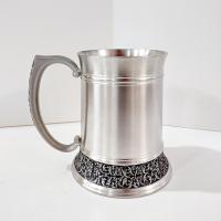 Vintage Royal Selangor Classic Expressions Pewter Tankard, 20 Ounce Pewter Mug Beer Stein with Scroll Detail