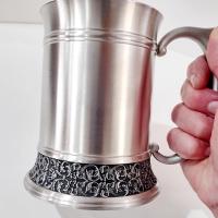 Vintage Royal Selangor Classic Expressions Pewter Tankard, 20 Ounce Pewter Mug Beer Stein with Scroll Detail