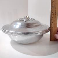Vintage Hammered Aluminum Covered Serving Dish Bowl, Hand Wrought Silverlook 557