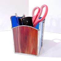 Stained Glass Desk Organizer, Remote Control Pen Pencil Holder
