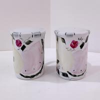 Vintage Fruit Motif Large Salt and Pepper Shaker Set, Shakers with Handles