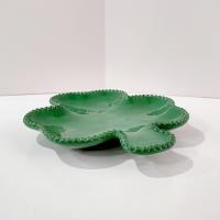 Vintage Green Shamrock Ceramic Dessert Plate, St. Patrick's Day Dinnerware Decor