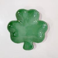 Vintage Green Shamrock Ceramic Dessert Plate, St. Patrick's Day Dinnerware Decor