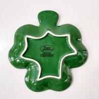 Vintage Green Shamrock Ceramic Dessert Plate, St. Patrick's Day Dinnerware Decor